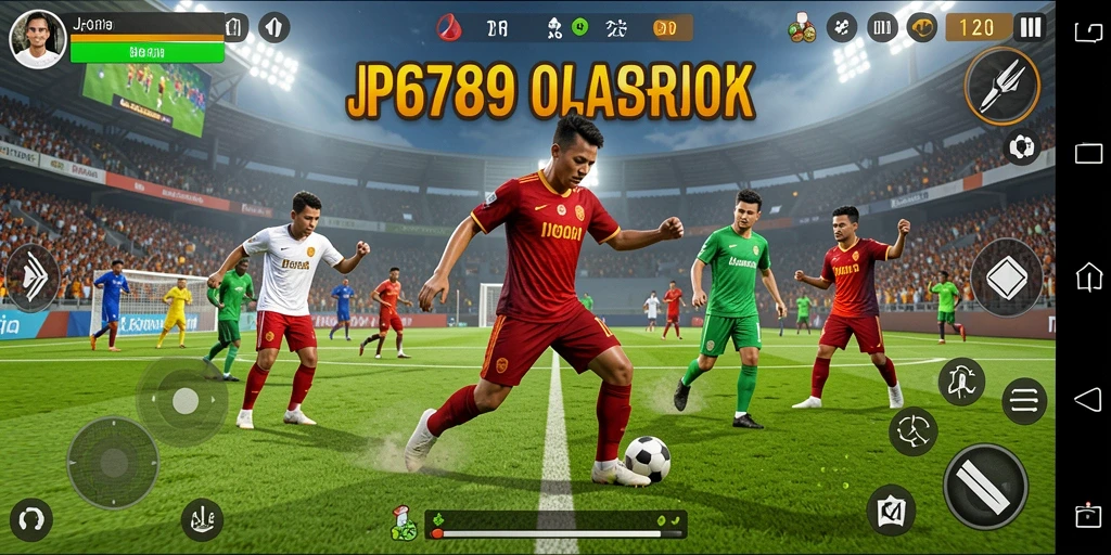 Tangkapan layar dari gameplay JP6789 yang menunjukkan aksi olahraga yang intens.